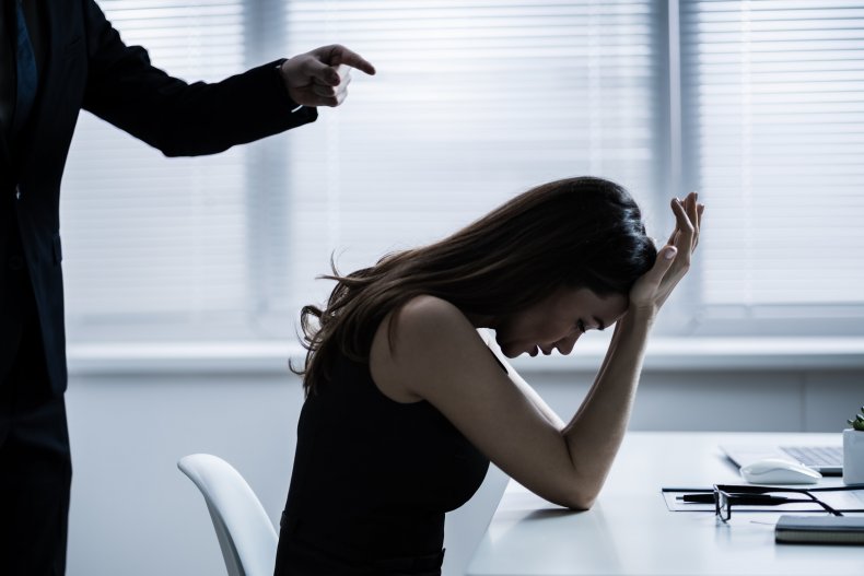 Exhausted woman dealing with toxic person