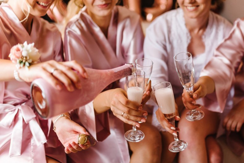 Bride and her bridesmaids
