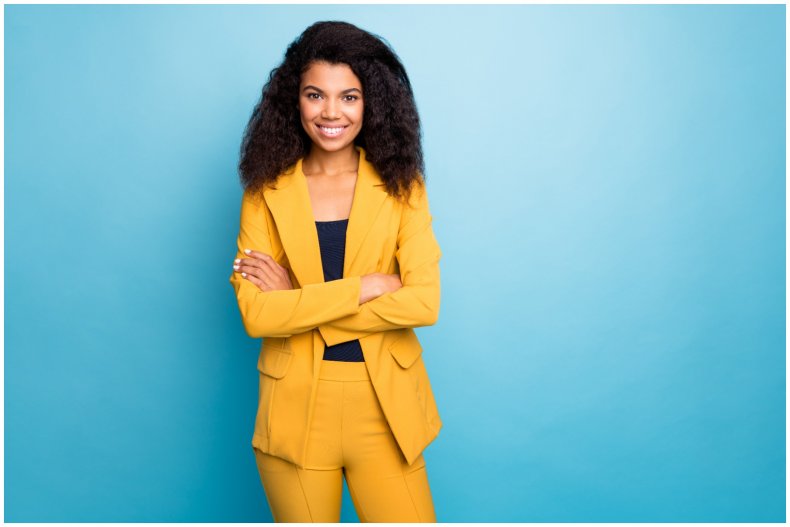 Stock image of woman wearing suit 