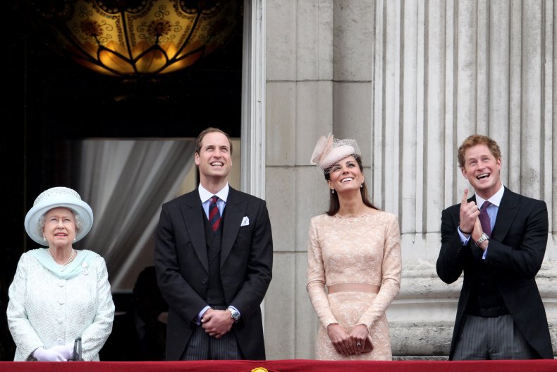 Queen, William, Harry, Kate on Palace Balcony