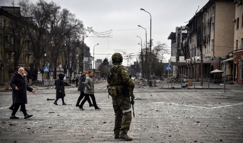  Russian soldier in central Mariupol
