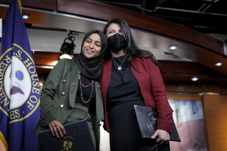 Rep. Ilhan Omar (D-MN) gets a hug