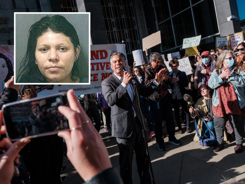 California Attorney General Rob Bonta addresses crowd