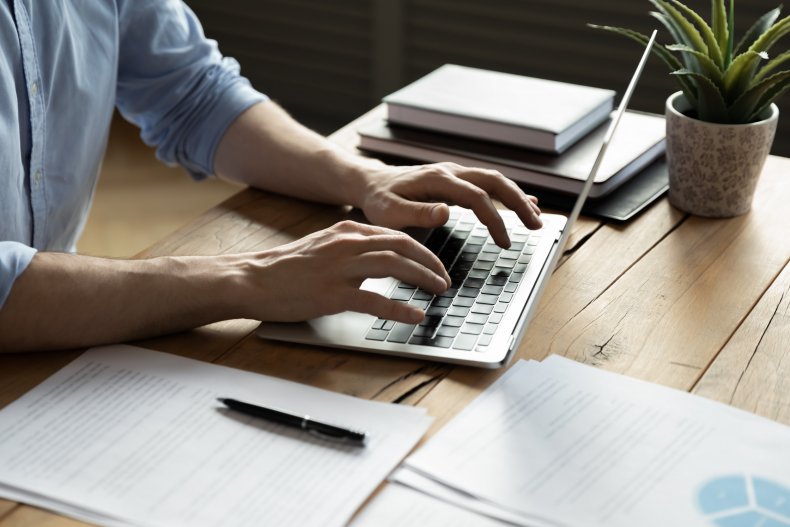 Man working on laptop