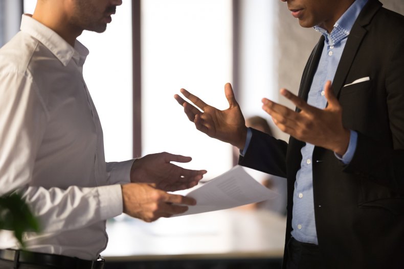 A manager argues with an employee.