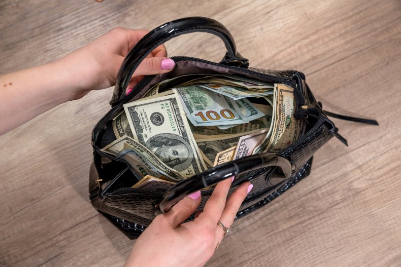 Bag filled with money