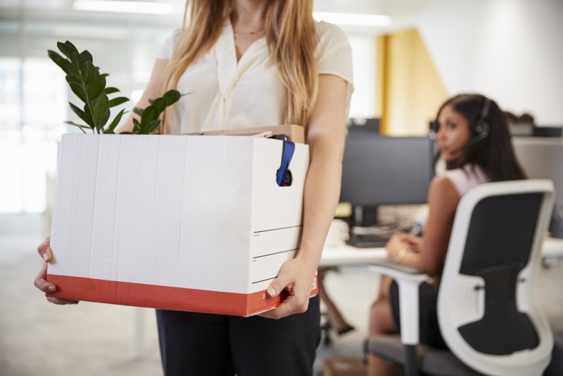 Woman found desk packed after layoffs