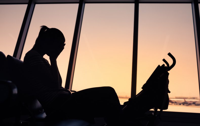 Wife furious at husband in airport