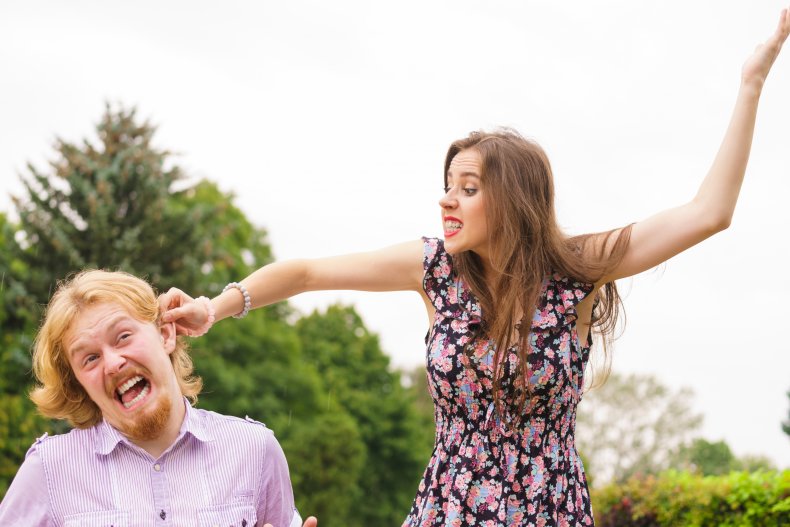 Woman scolding husband