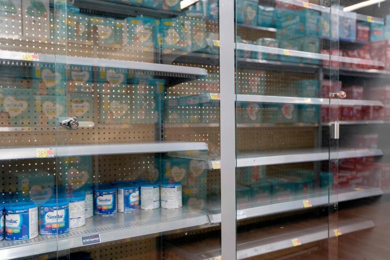 Store shelves where baby formula is low