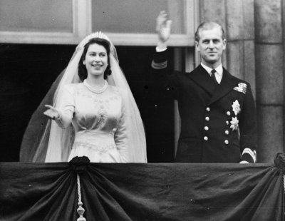 Kraliçe Elizabeth Prens Philip Düğün Balkon