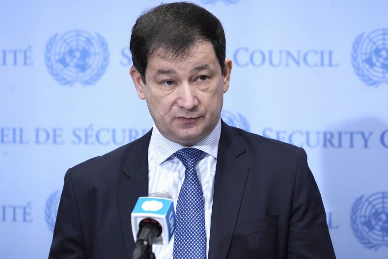 Dmitry Polyanskiy addresses the media