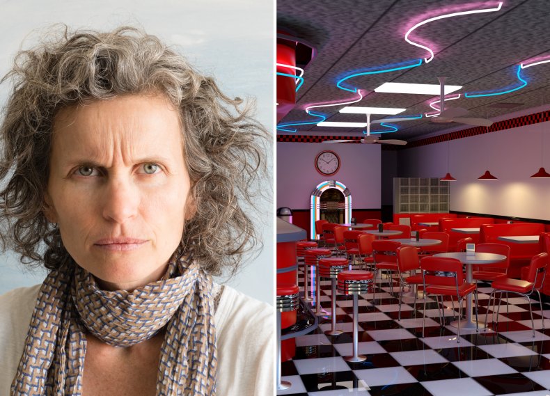 Angry woman and diner restaurant