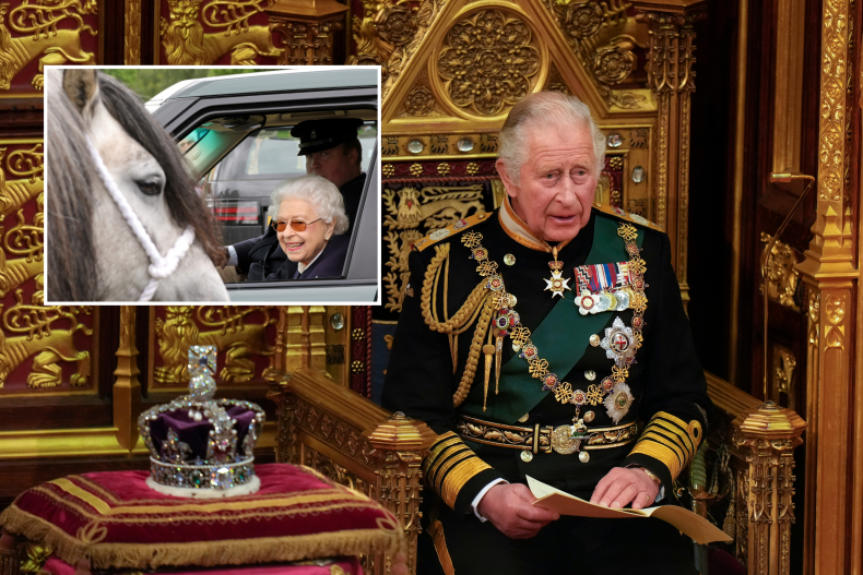 Queen Elizabeth Smiles Charles Opening Parliament