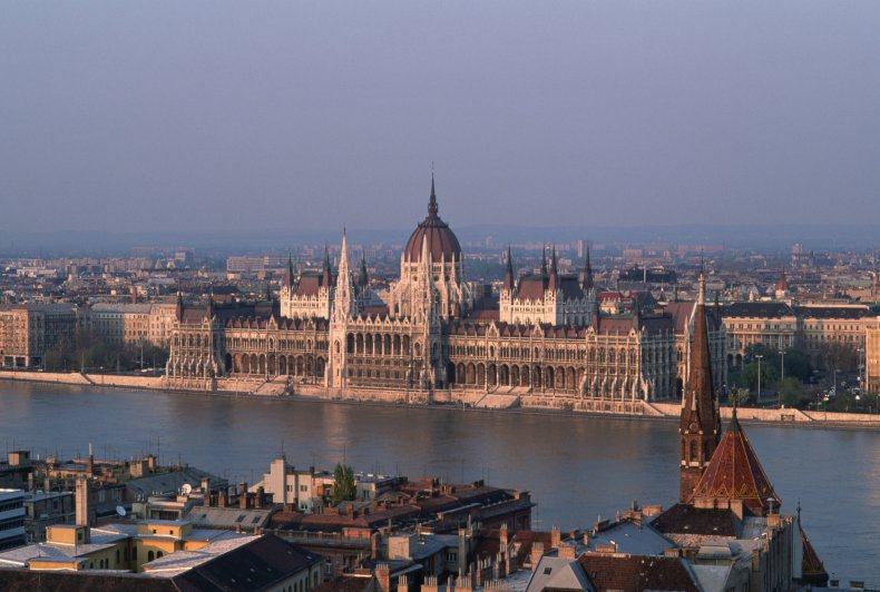The parliament building on the Danube in 