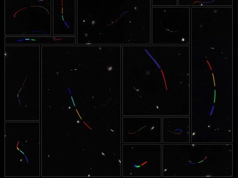 Trilhas de asteroides do Hubble