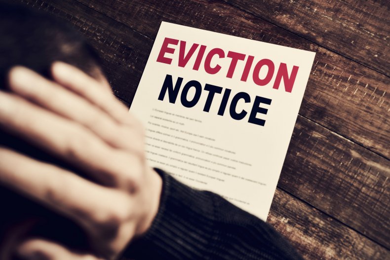 Person distraught at eviction notice