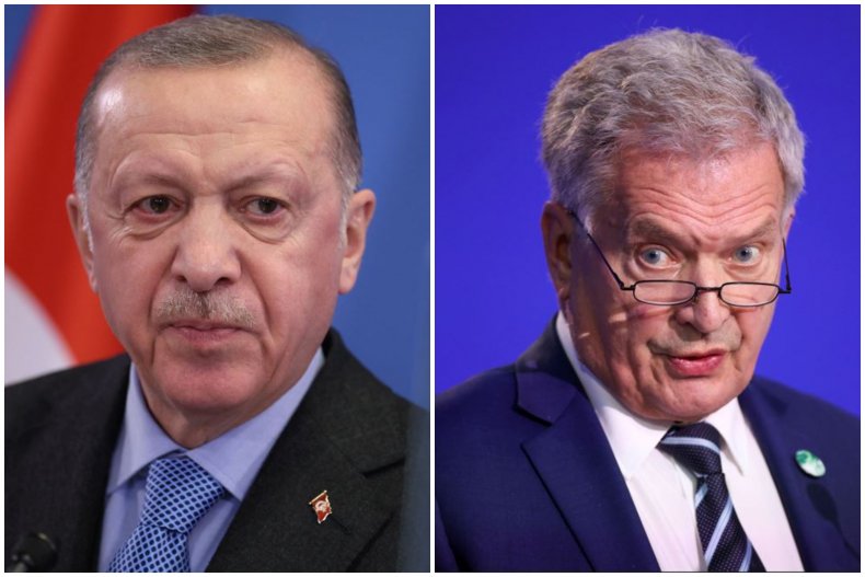 Split imafe of Finland's and Turkey's presidents