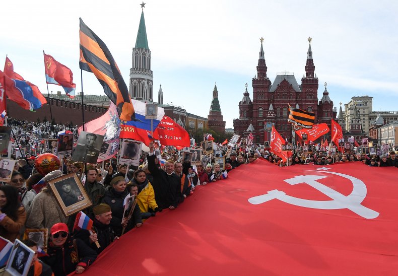Russians in May 9 parade Moscow USSR