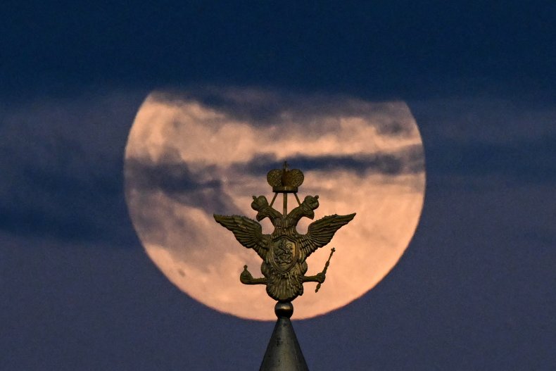 The full moon over Red Square, Moscow