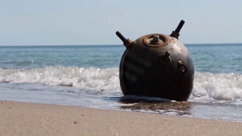 Sea mine found on Odessa beach Ukraine
