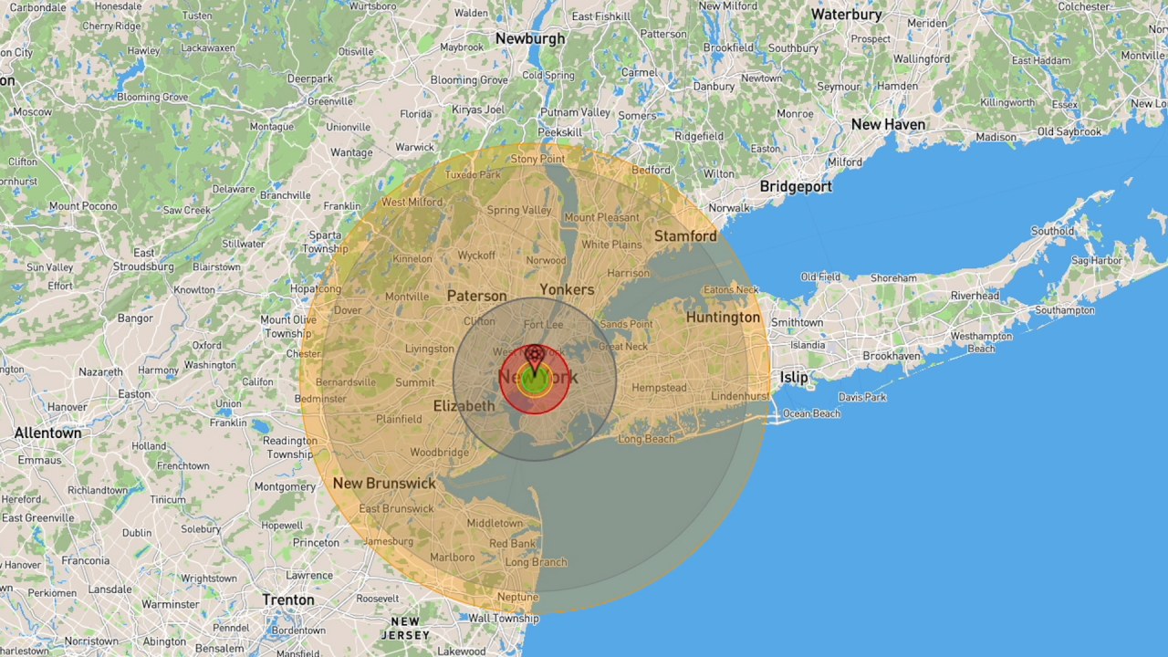 nuclear power plant explosion radius