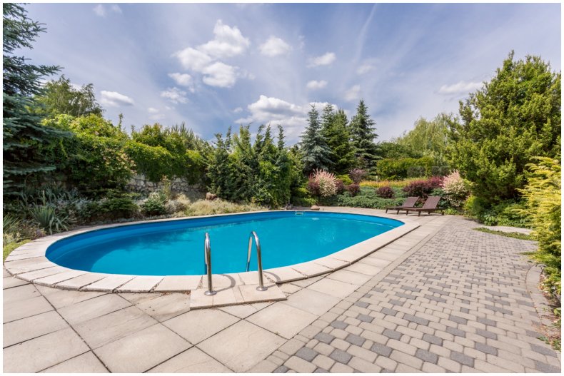 Stock image of pool in backyard