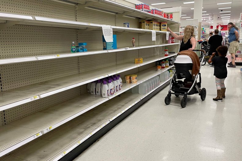 Empty baby formula shelves 