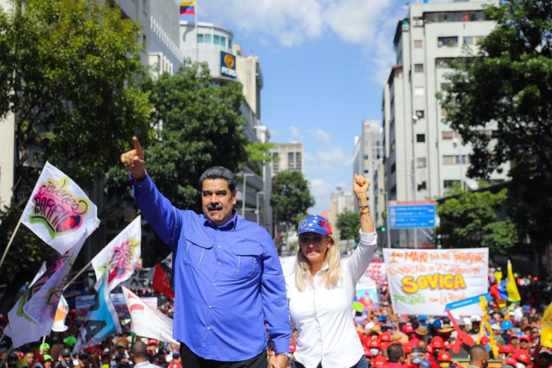 Venezuela, President, Maduro, march, on, May, Day