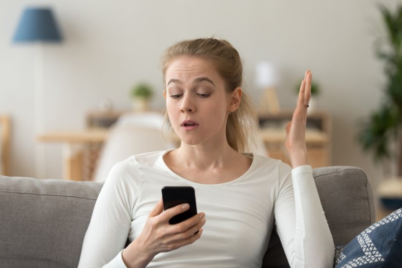 Woman arguing with ex-husband on phone