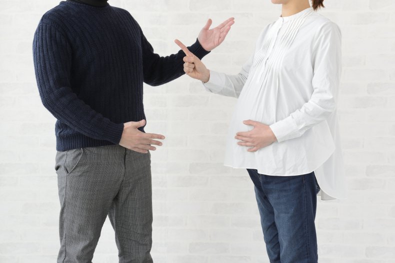 Pregnant woman arguing with husband