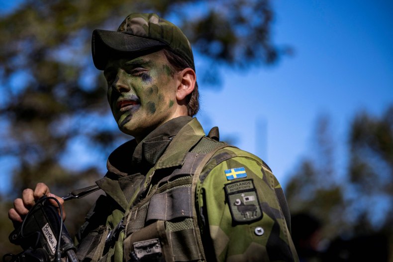 Swedish soldier on exercises on Gotland Visby