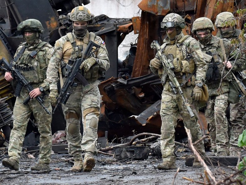 Russian Servicemen Patrol Mariupol