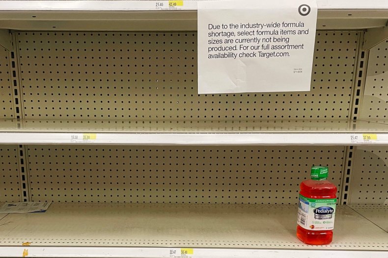 Empty baby formula shelves at Target