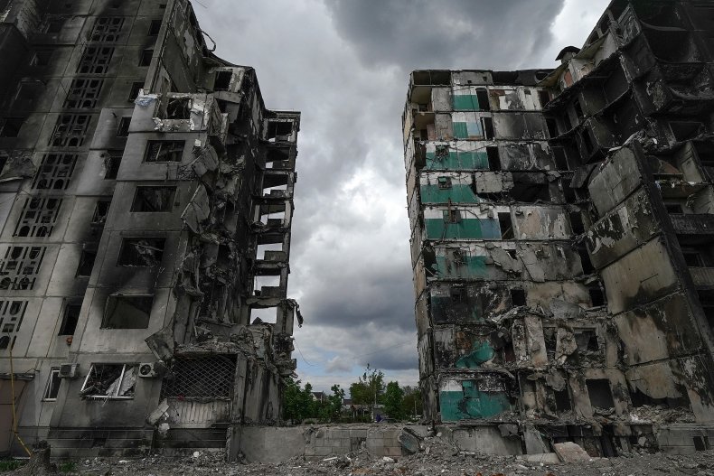 Bombed buildings are seen in Ukraine 