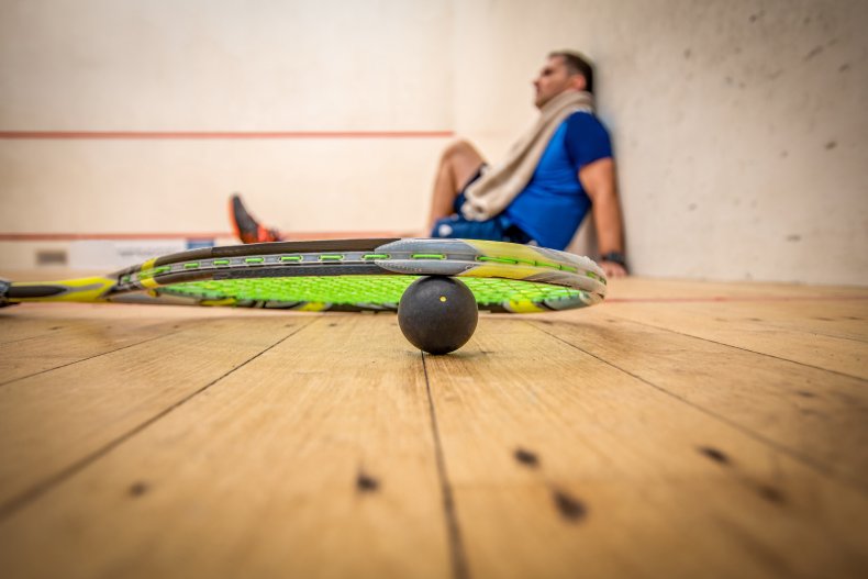 Man left dejected after losing squash game