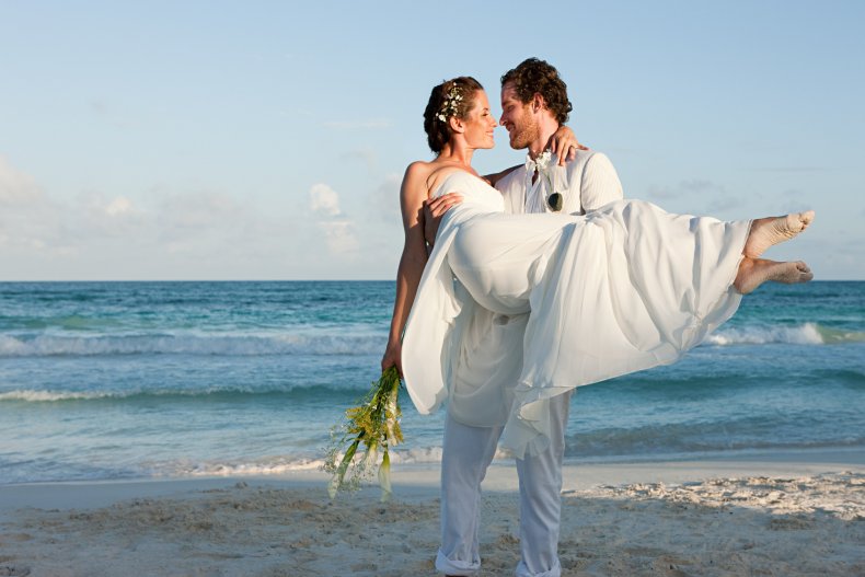 Newly-weds on the beach