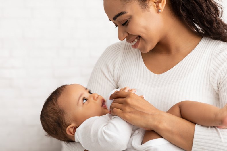 Mom holding baby