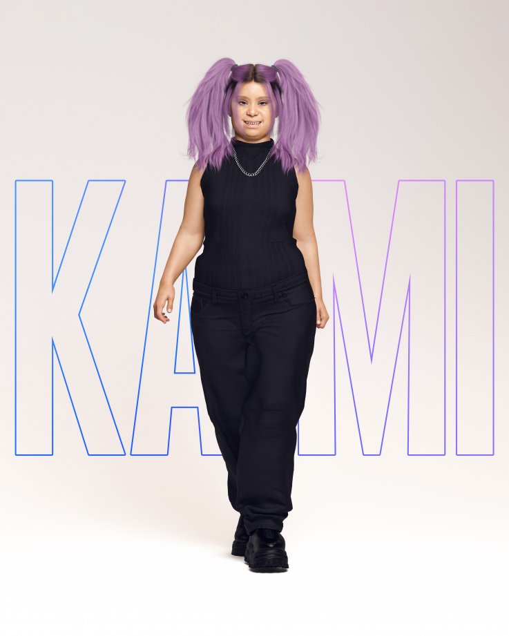 Kami virtual influencer with Down syndrome