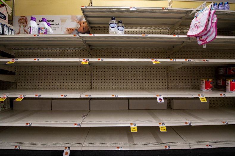 Shelves are pictured empty in Chelsea, Massachusetts 