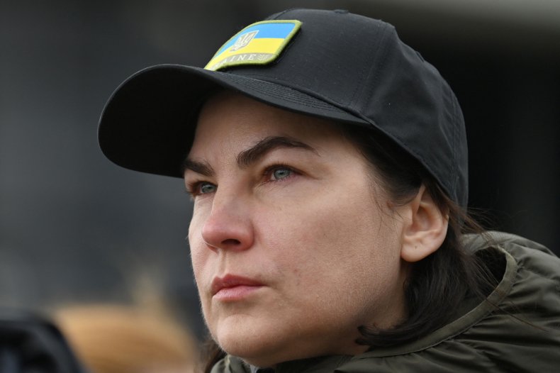 Iryna Venediktova in Bucha for war crimes