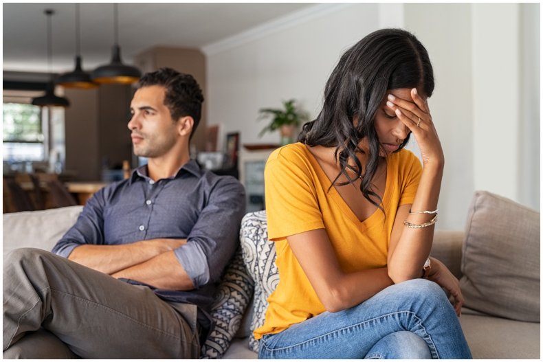Stock image of couple arguing