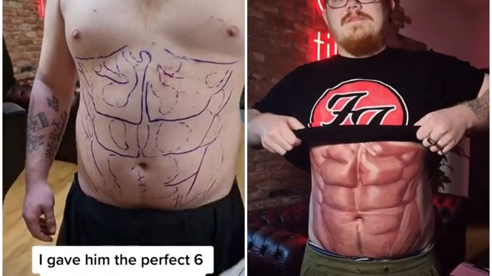 Man's Tattooed Six-Pack Sparks Fierce Debate Online Amid Claims It's 'Fake
