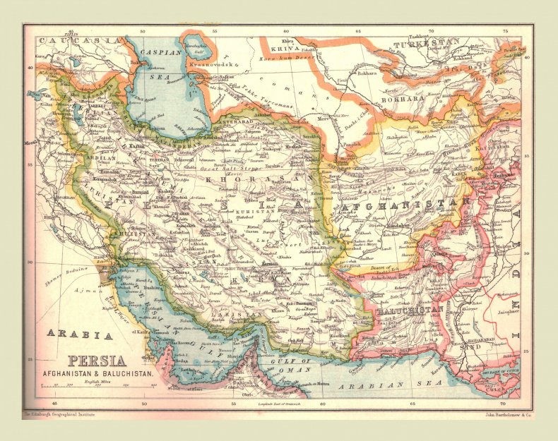Map of Persia, 1902.
