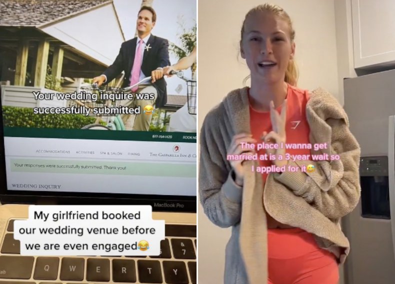 Girlfriend books wedding before engagement