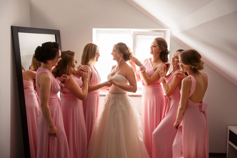 Bride with bridesmaids