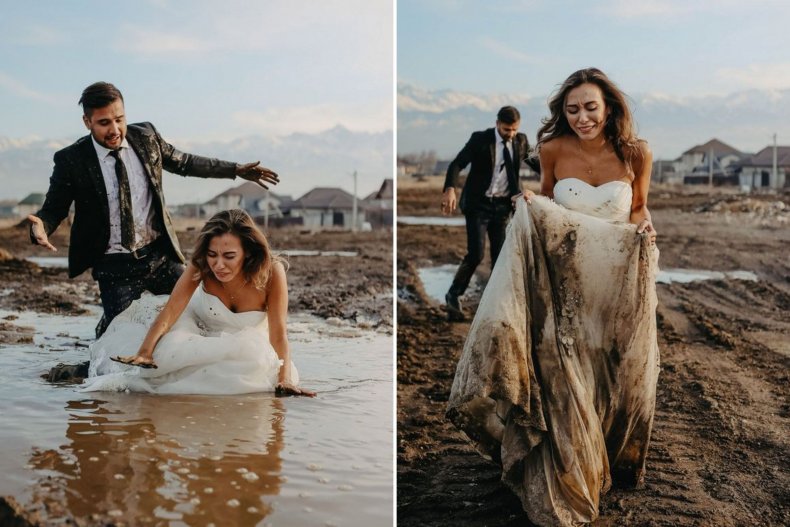 A married couple ends up in the mud