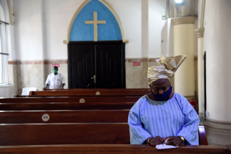 A woman prays