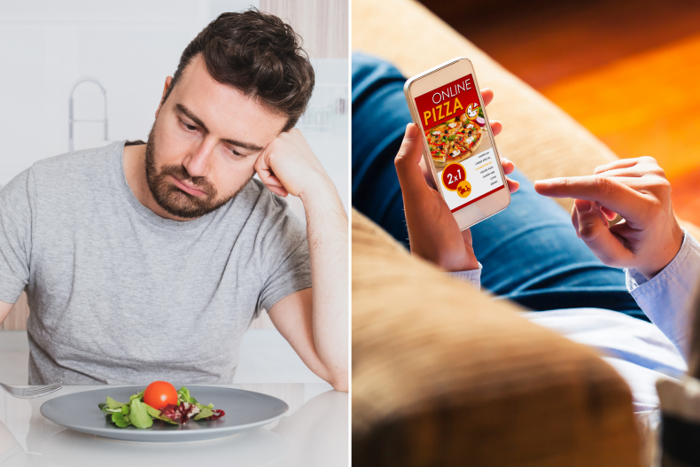 Man refusing food orders pizza