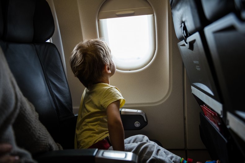 File photo of child on plane.
